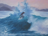 Tortola Surfing at Sunset • 9 x 12 • $150 Unframed $200 Framed